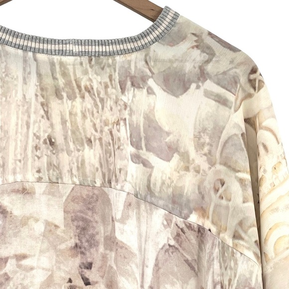 Anthropologie x Tiny Valetta Top Loungewear Neutral Patchwork Short Sleeve | XS - Picture 11 of 13